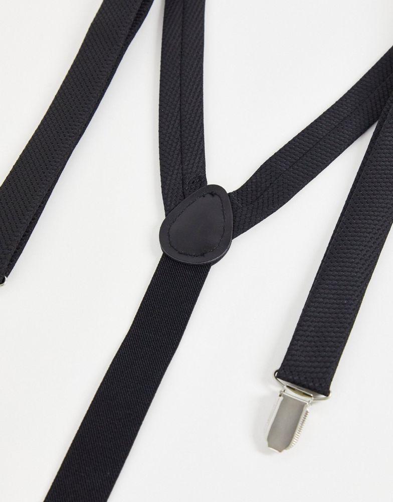 Noak textured bow tie and braces in black商品第3张图片规格展示