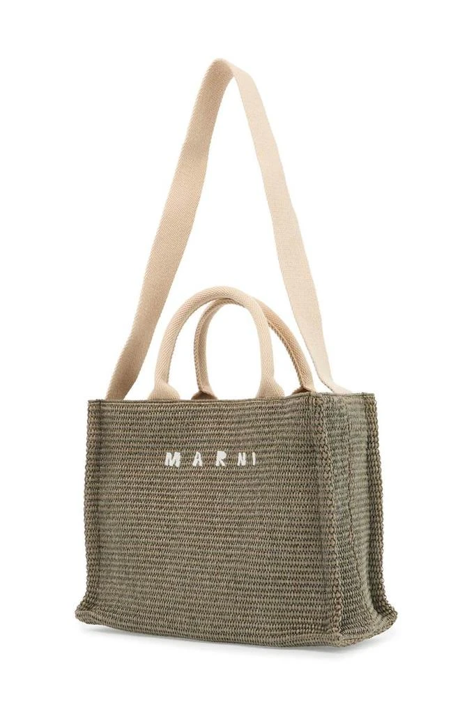 商品Marni|raffia-effect canvas small tote bag,价格¥2593,第3张图片详细描述
