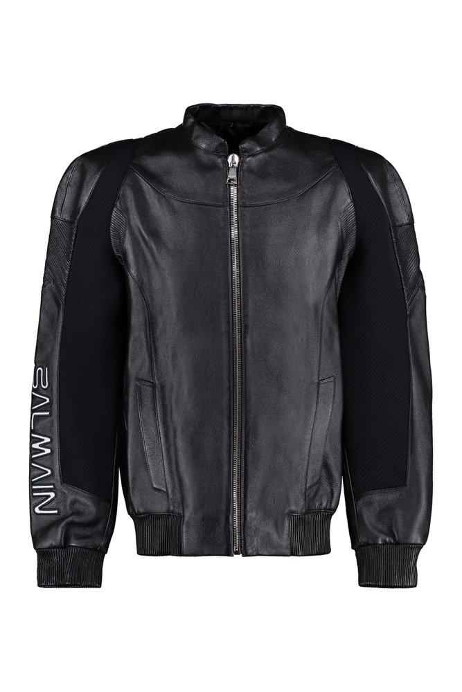 Balmain Zipped Leather Bomber Jacket商品第1张图片规格展示