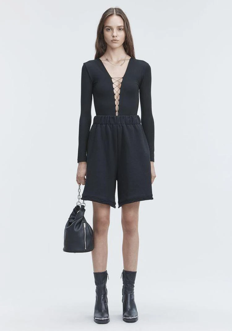 商品Alexander Wang|LACE UP LONG SLEEVE BODYSUIT,价格¥482,第1张图片