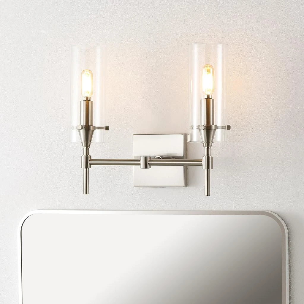 商品JONATHAN Y|Cato 13.5" 2-Light Modern Farmhouse Iron/Glass LED Vanity,价格¥755,第3张图片详细描述