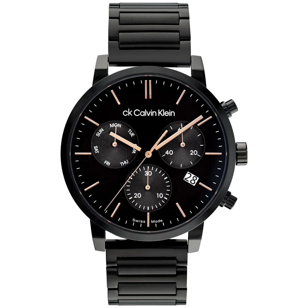 商品Calvin Klein|Men's Swiss Chronograph Gauge Black-Tone Stainless Steel Bracelet Watch 42mm,价格¥2674,第1张图片