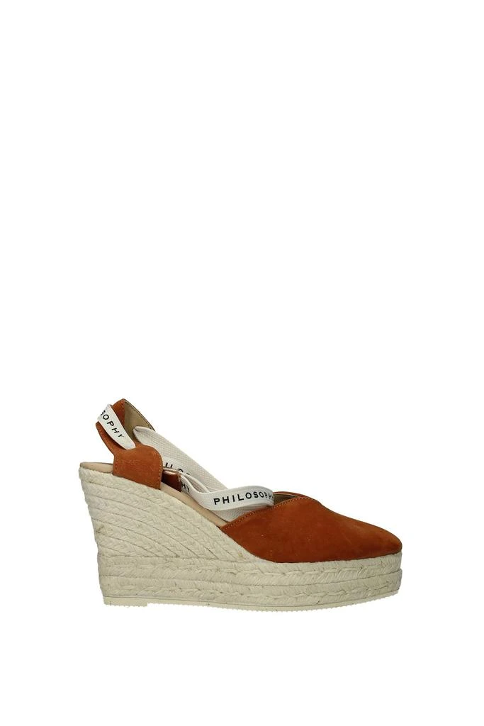 商品MANEBÍ|Wedges philosophy Suede Brown Leather,价格¥871,第1张图片