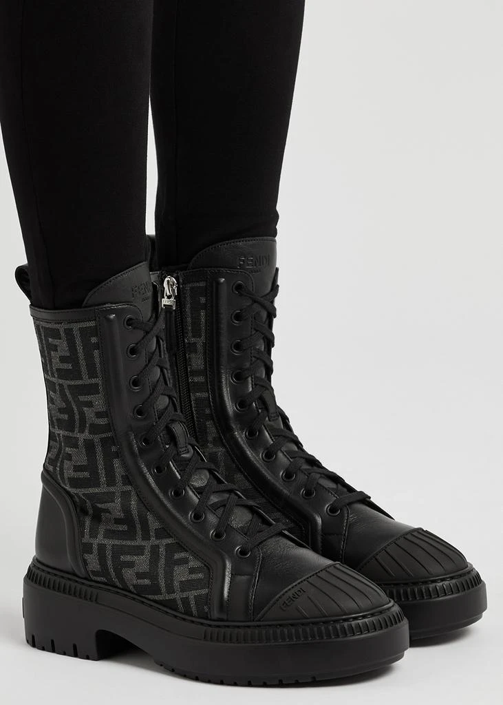 商品Fendi|Domino FF-jacquard leather biker boots,价格¥9478,第5张图片详细描述