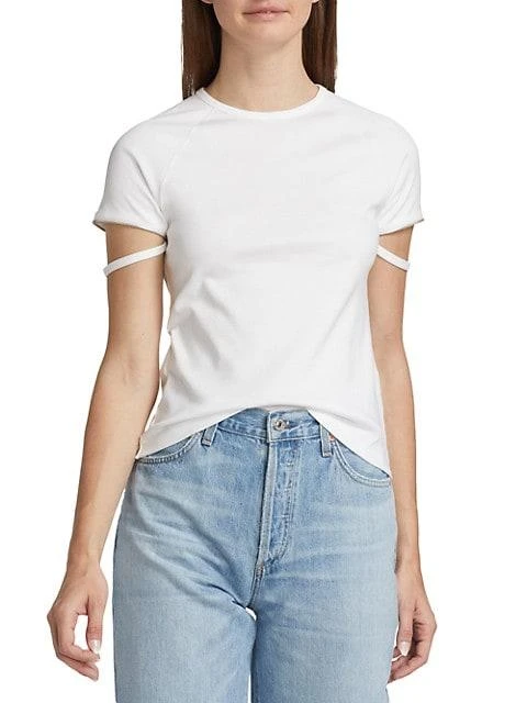 商品Helmut Lang|Zip Cotton Jersey Baby Tee,价格¥225,第3张图片详细描述