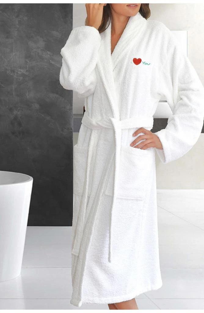 商品Linum Home Textiles|'I Love You' Embroidered White Terry Bathrobe,价格¥640,第4张图片详细描述