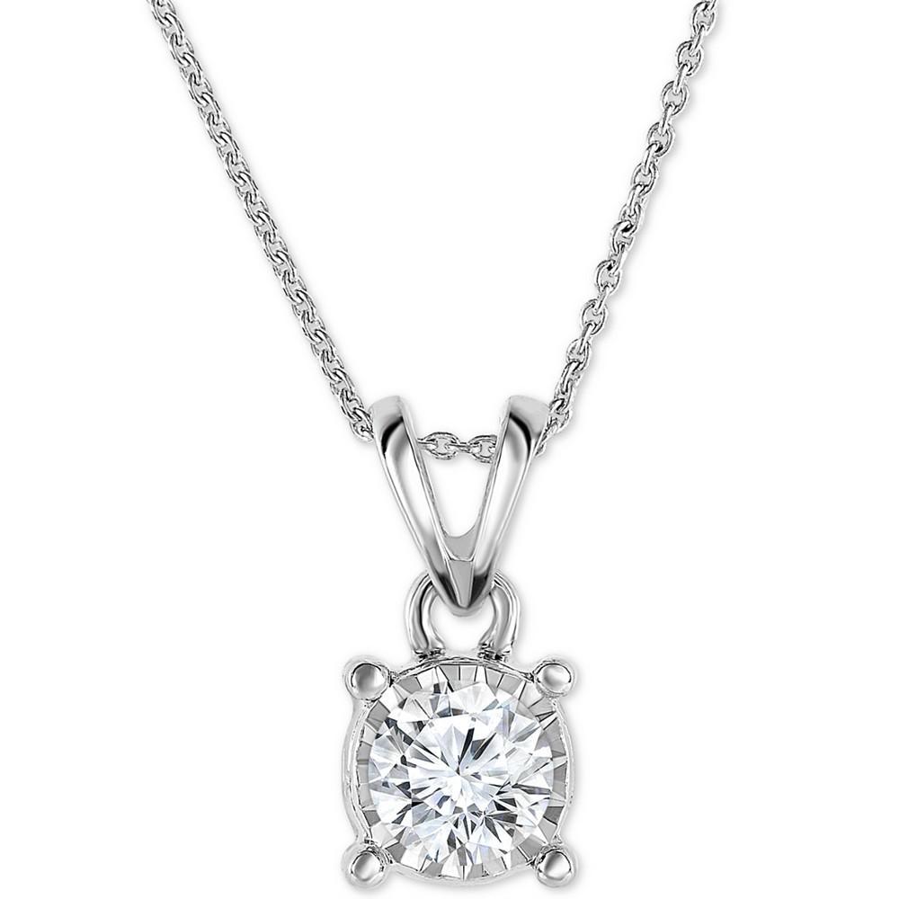商品TruMiracle|Diamond 18" Pendant Necklace (1/2 ct. t.w.) in 14k White, Yellow, or Rose Gold,价格¥11208,第1张图片