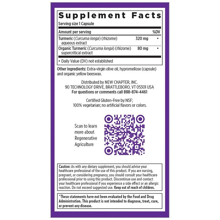 商品New Chapter|Turmeric Force, One Daily Curcumin Supplement, Vegetarian Capsules,价格¥177,第5张图片详细描述