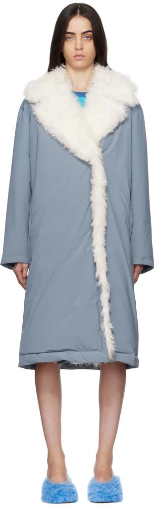 商品Yves Salomon|SSENSE Exclusive Blue Long Down Jacket,价格¥2167,第1张图片