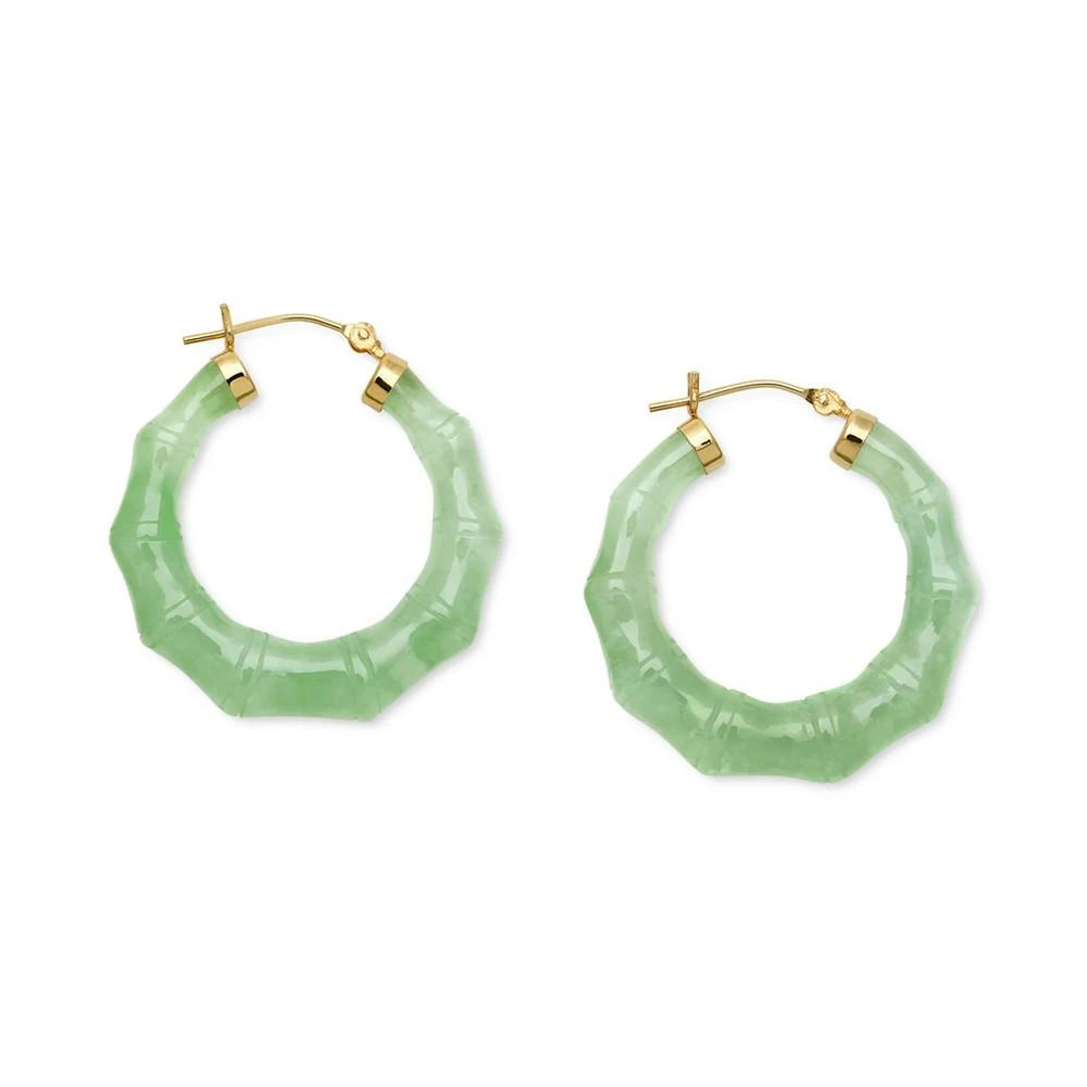 商品Belle de Mer|Jade Bamboo Shaped Small Hoop Earrings in 14k Gold, 1",价格¥4328,第3张图片详细描述
