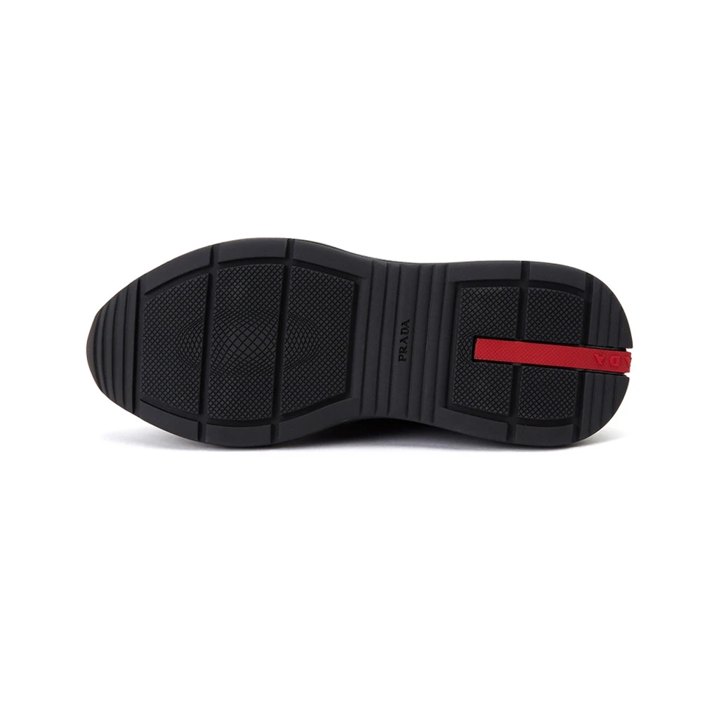PRADA 女士黑色皮革织物拼接休闲运动鞋 3E6420-6GW-F0002 商品