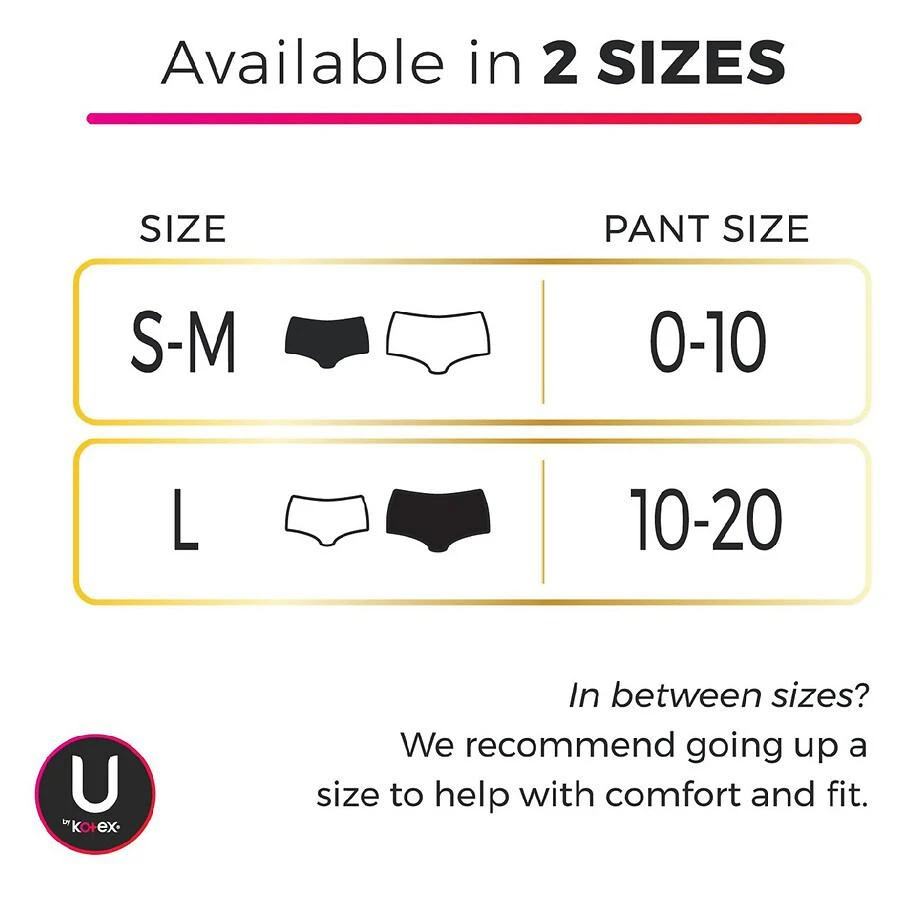 商品U by Kotex|DreamWear Disposable Overnight Period Underwear for Women Large,价格¥52,第5张图片详细描述