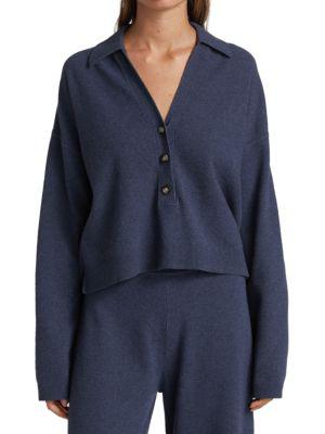 Takira Long-Sleeve Polo Sweater商品第1张图片规格展示