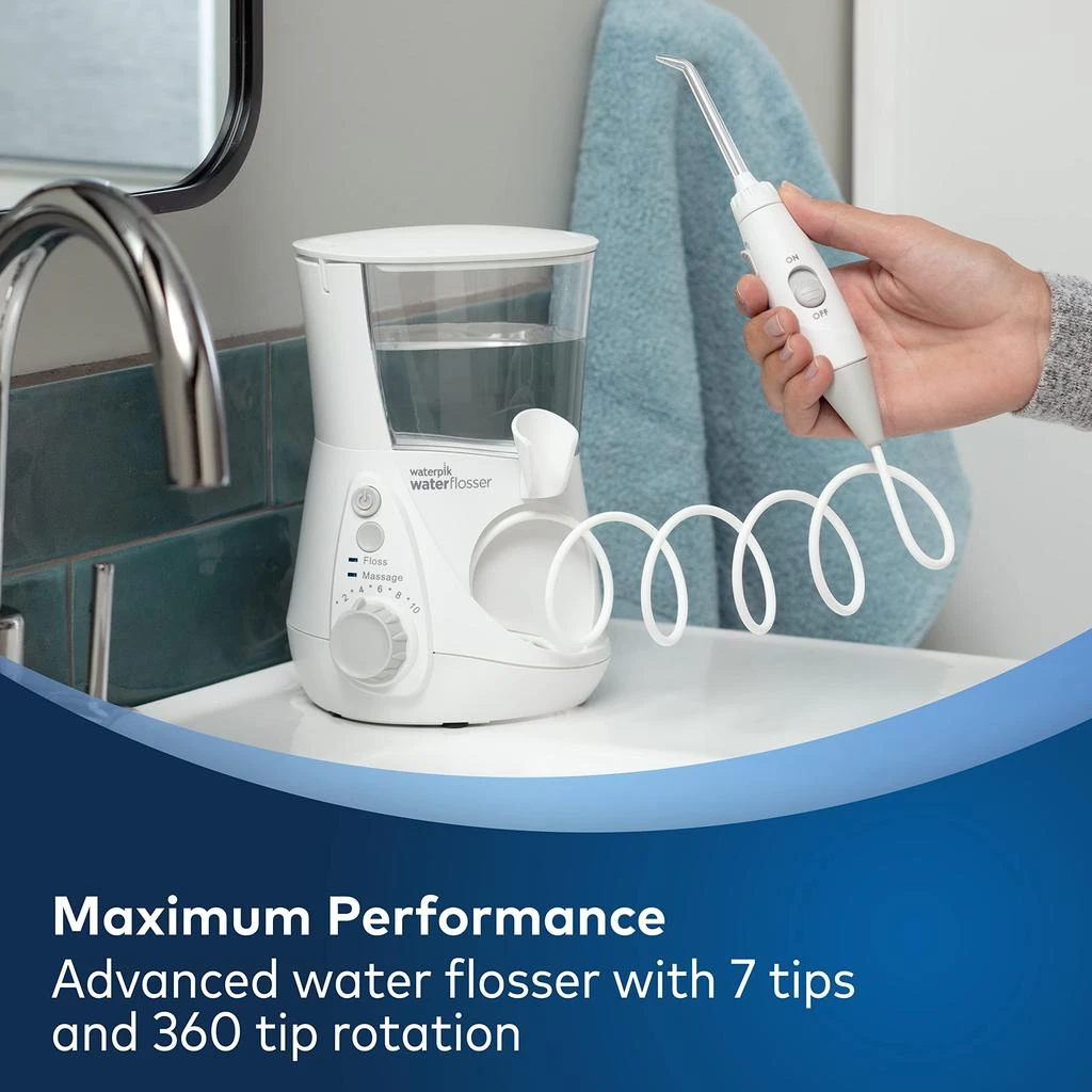 Waterpik Aquarius Water Flosser Professional For Teeth, Gums, Braces, Dental Care, Electric Power With 10 Settings, 7 Tips For Multiple Users And Needs, ADA Accepted, White WP-660 商品
