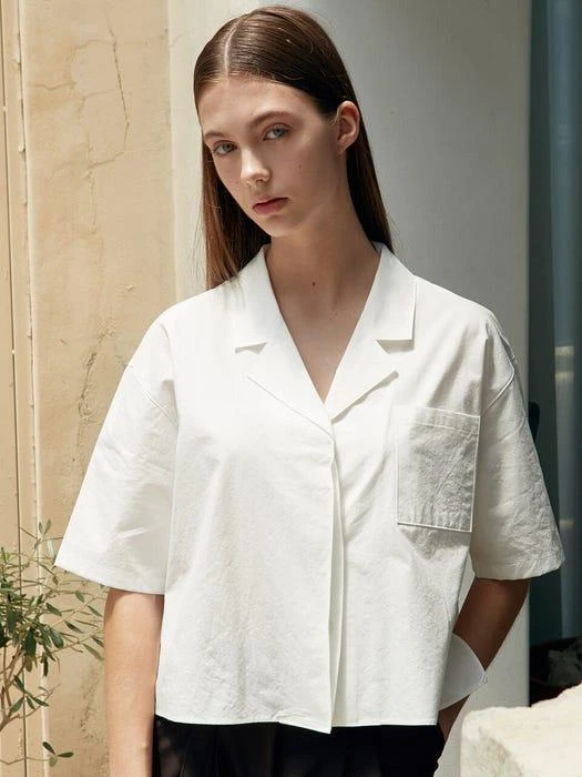 商品INUSWAY|Iuw1250 Hidden Pajama Crop Shirts (Off White),价格¥676,第3张图片详细描述