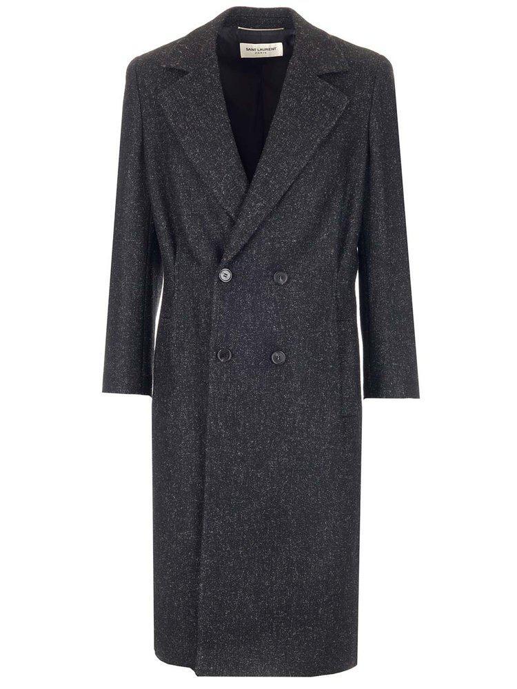 商品Yves Saint Laurent|Saint Laurent Double-Breasted Long-Sleeved Coat,价格¥14600,第1张图片