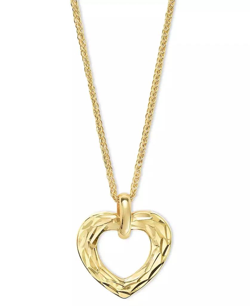 商品Macy's|Textured Open Heart 18" Pendant Necklace in 10k Gold,价格¥3292,第1张图片