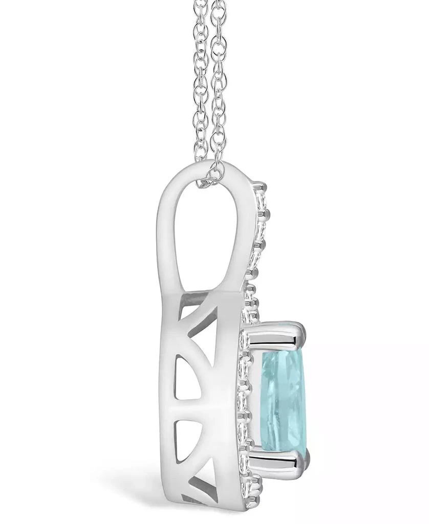 商品Macy's|Aquamarine (3/4 Ct. T.W.) and Diamond (1/5 Ct. T.W.) Halo Pendant Necklace in 14K White Gold,价格¥19252,第3张图片详细描述