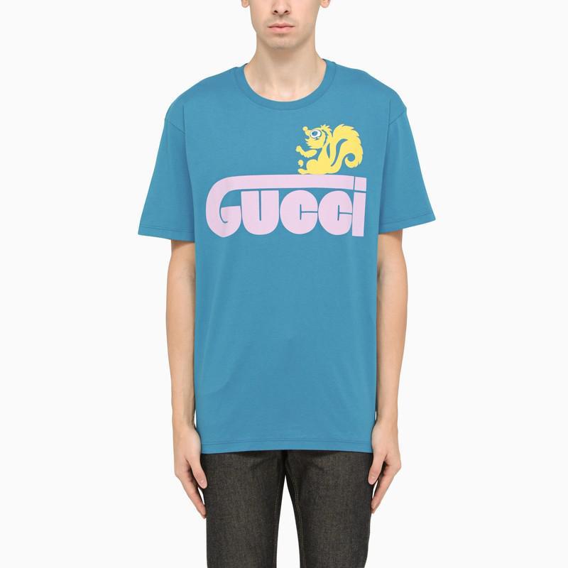 商品Gucci|Blue printed cotton T-shirt,价格¥3208,第1张图片