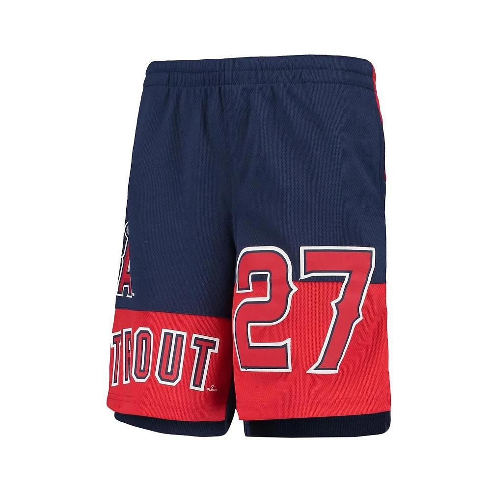 商品Outerstuff|Big Boys Mike Trout Navy Los Angeles Angels Pandemonium Name and Number Shorts,价格¥408,第3张图片详细描述