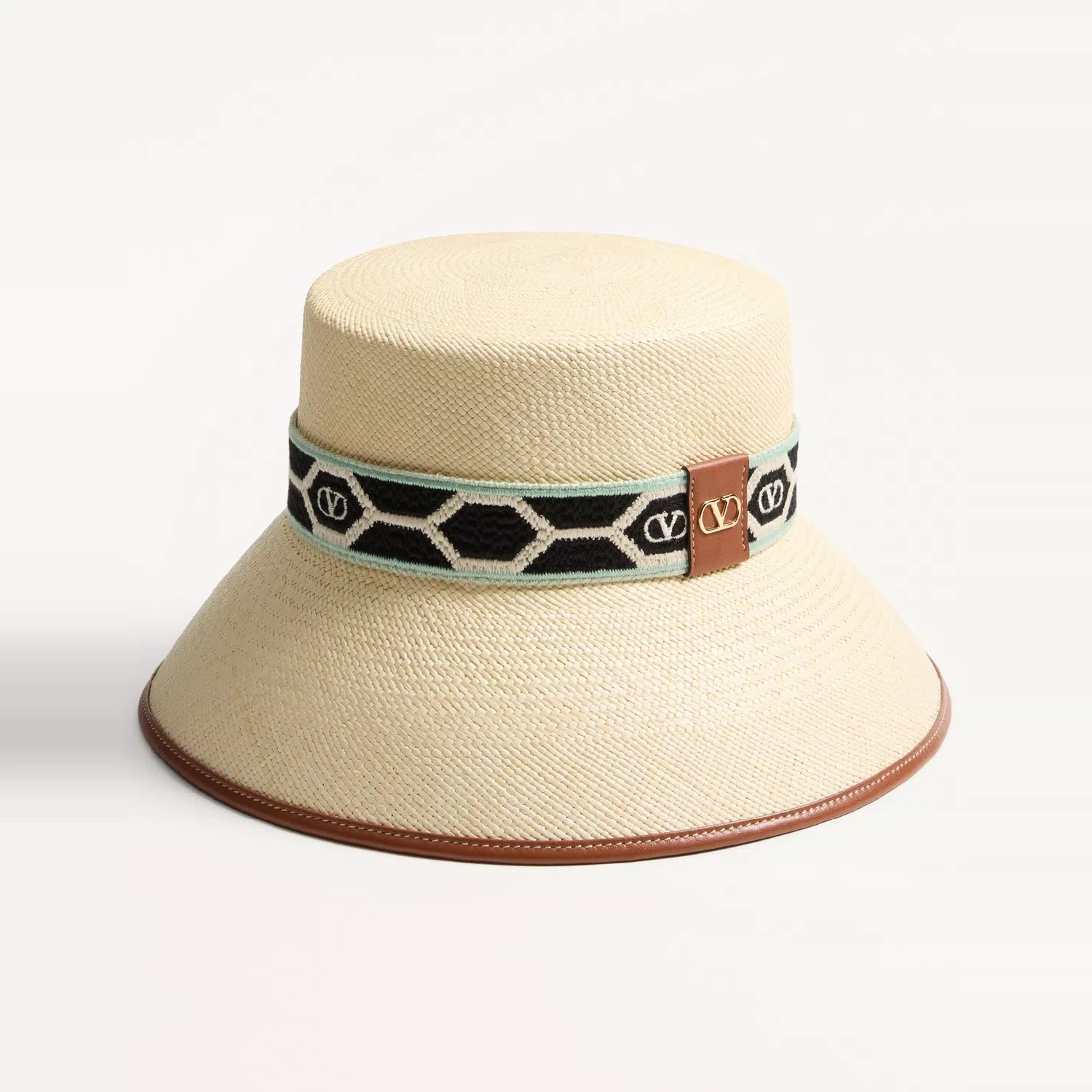 【预售】 华伦天奴 25春夏 女士 遮阳帽 BOB ANTIBES EN PAILLE AVEC BORDURE EN CUIR ET RUBAN À MOTIF LOSANGES WHGA40JEJ_BYP 商品