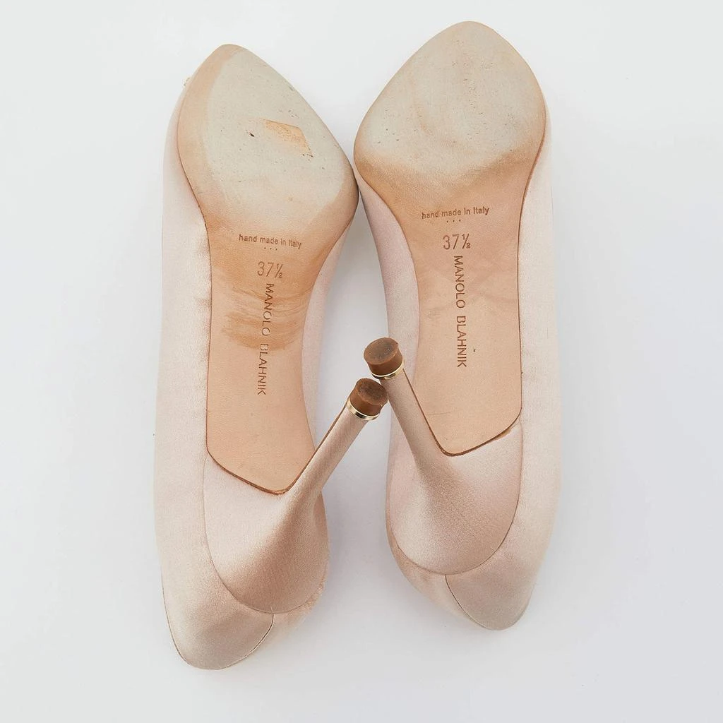 Manolo Blahnik Beige Satin Hangisi Pointed Toe Pumps Size 37.5 商品