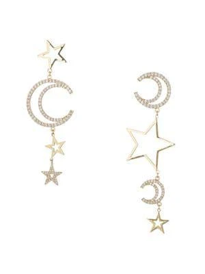 商品Eye Candy LA|Luxe 18K Goldplated & Cubic Zirconia Celestial Star & Moon Drop Earrings,价格¥301,第1张图片
