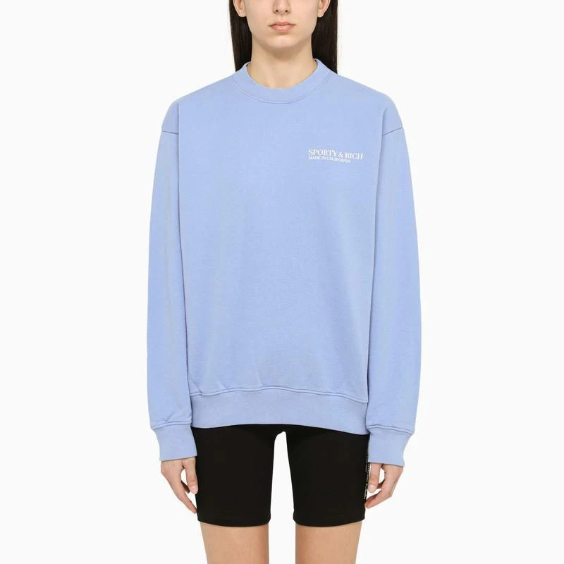 商品Sporty & Rich|Sporty & Rich Periwinkle crew neck sweatshirt with logo,价格¥1163,第1张图片