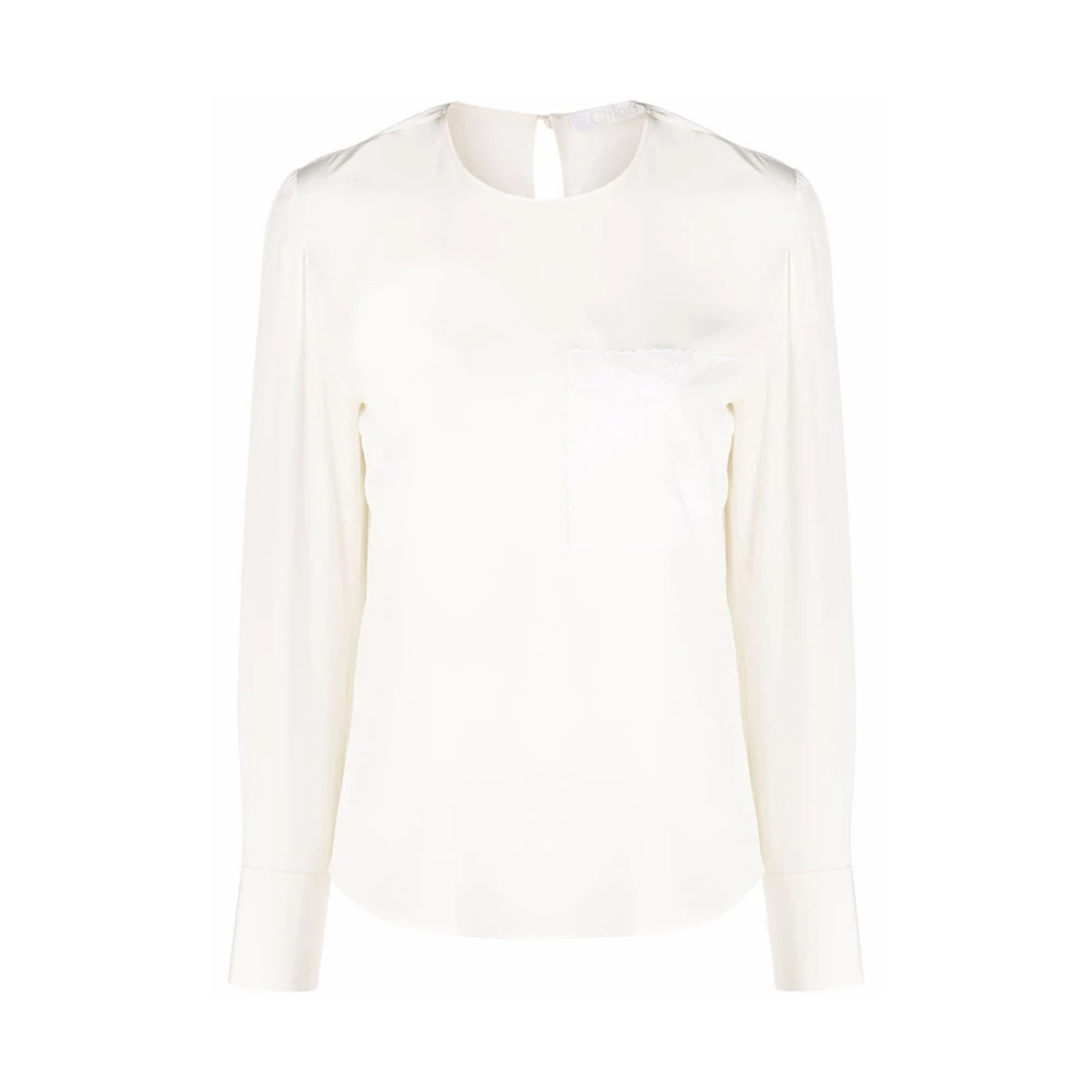 商品Chloé|CHLOE' 女士白色圆领长袖衬衫 C22SHT23-004-115,价格¥3884,第1张图片