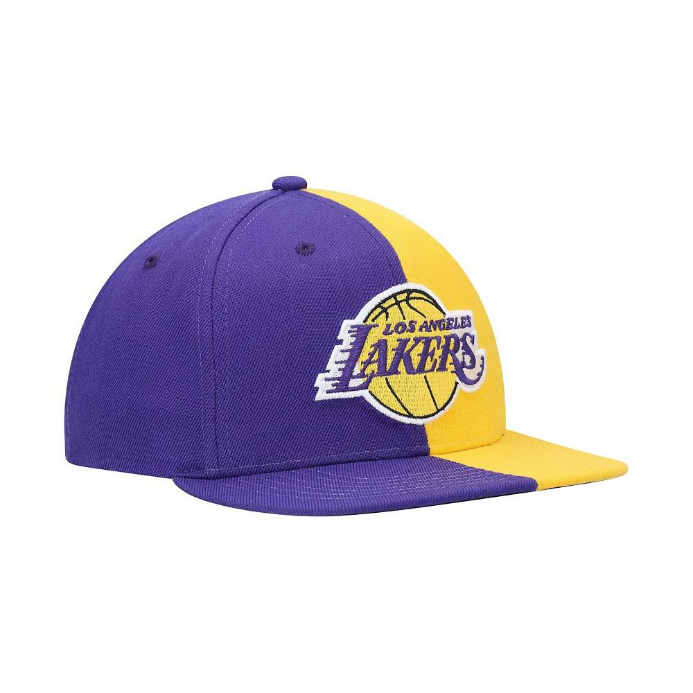 Men's Purple and Gold Los Angeles Lakers Team Half and Half Snapback Hat商品第2张图片规格展示