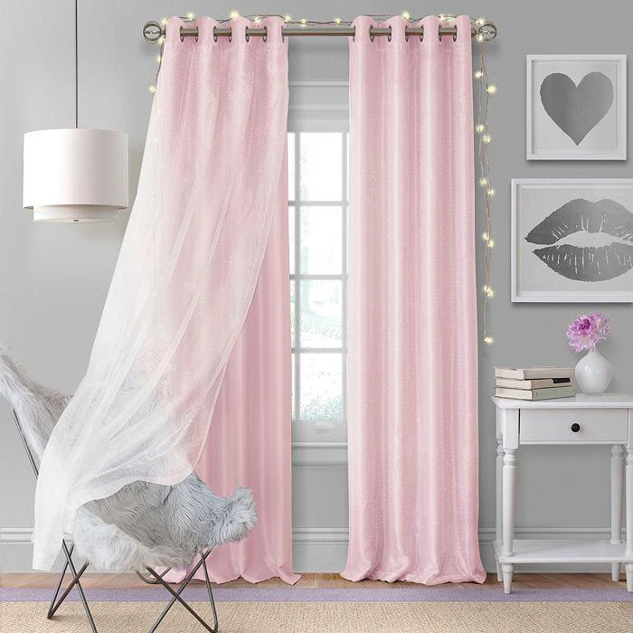商品Elrene Home Fashions|Aurora Kids Room Darkening Layered Sheer Curtain Panel, 52" x 108",价格¥494,第1张图片