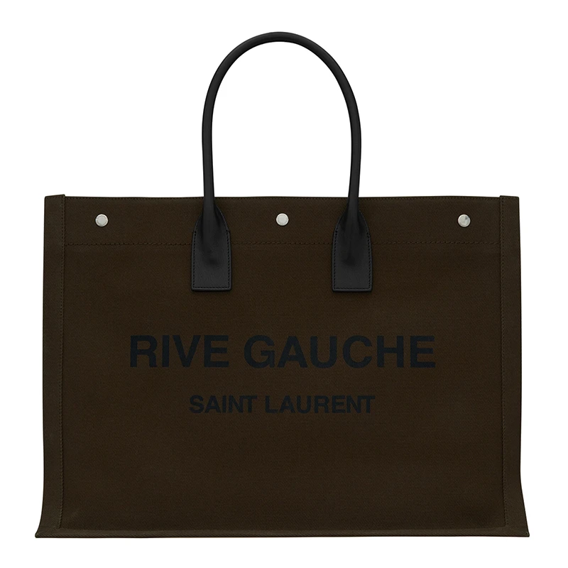 商品Yves Saint Laurent|SAINT LAURENT PARIS/圣罗兰 YSL RIVE GAUCHE系列 男女通用卡奇色印花帆布和皮革ysl印花三按扣手提斜挎单肩包50941596N9E2463,价格¥12110,第1张图片