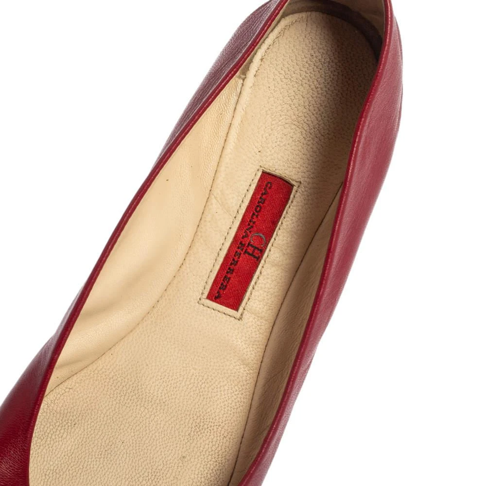 CH Carolina Herrera Red Leather Logo Ballet Flats Size 37 商品