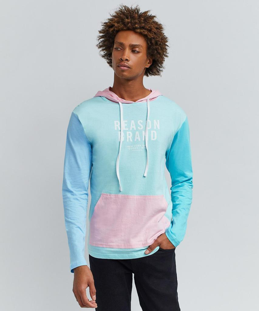 Color Block Long Sleeve Light Pastel Hoodie商品第4张图片规格展示