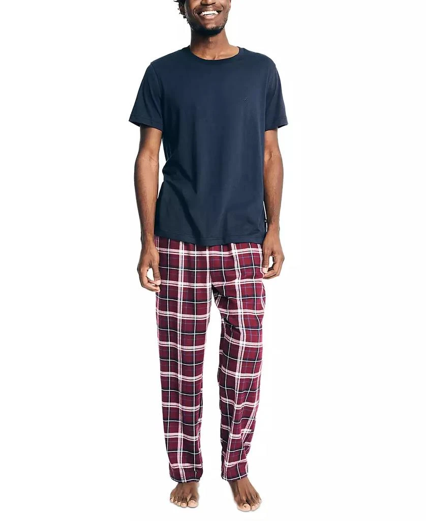 商品Nautica|Nauitica Men's 2-Pc. Classic-Fit Solid T-Shirt & Plaid Flannel Pajama Pants Set,价格¥164,第1张图片