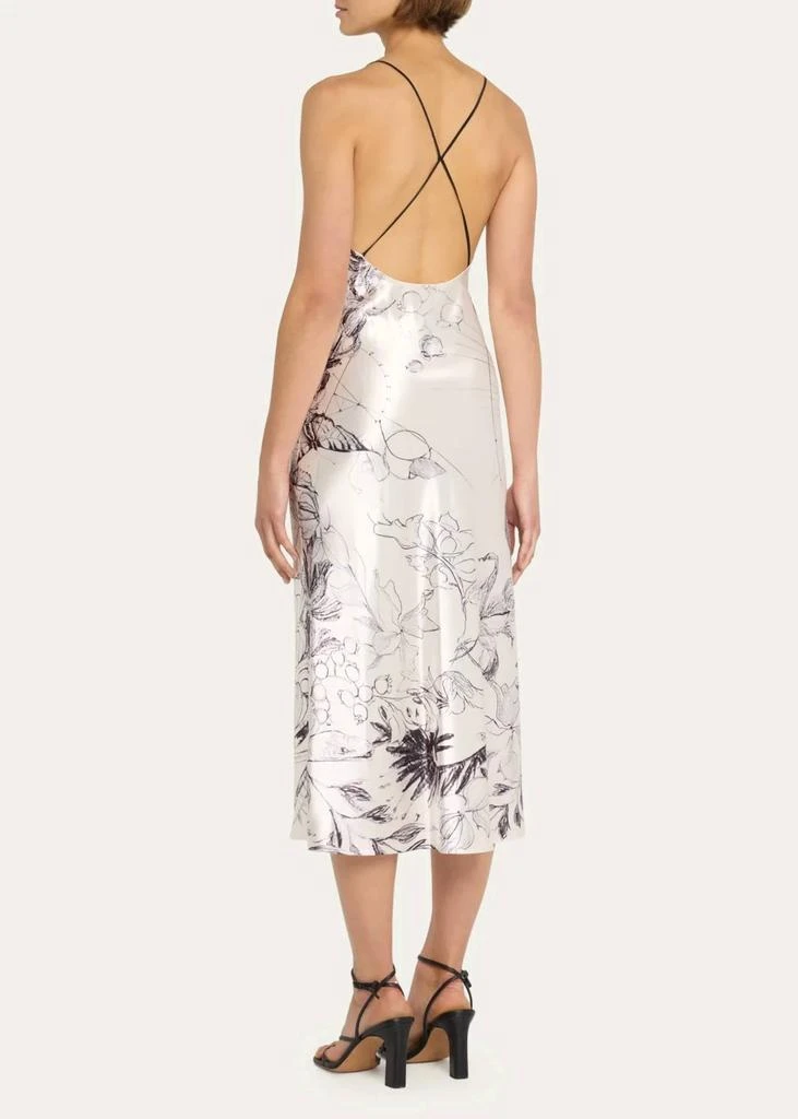 商品Jason Wu|Cosmic Floral Print Satin Slip Dress In Floral/black,价格¥5058,第4张图片详细描述
