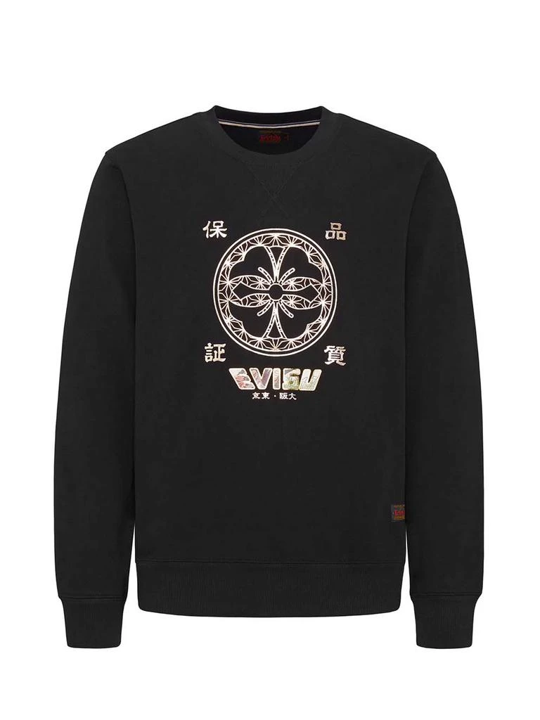 商品Evisu|EVISU Foil Print Applique Sweatshirt Black,价格¥1294,第1张图片