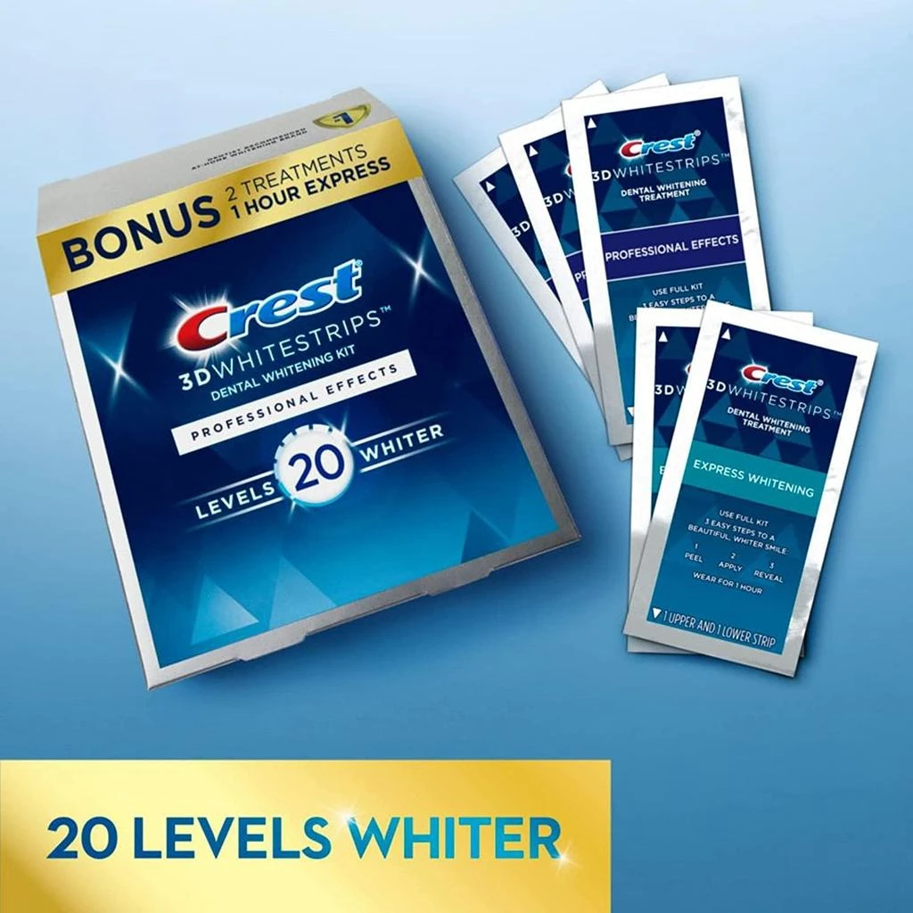 商品Crest|Crest 3D Whitestrips, Professional Effects, Teeth Whitening Strip Kit, 44 Strips (22 Count Pack),价格¥380,第4张图片详细描述