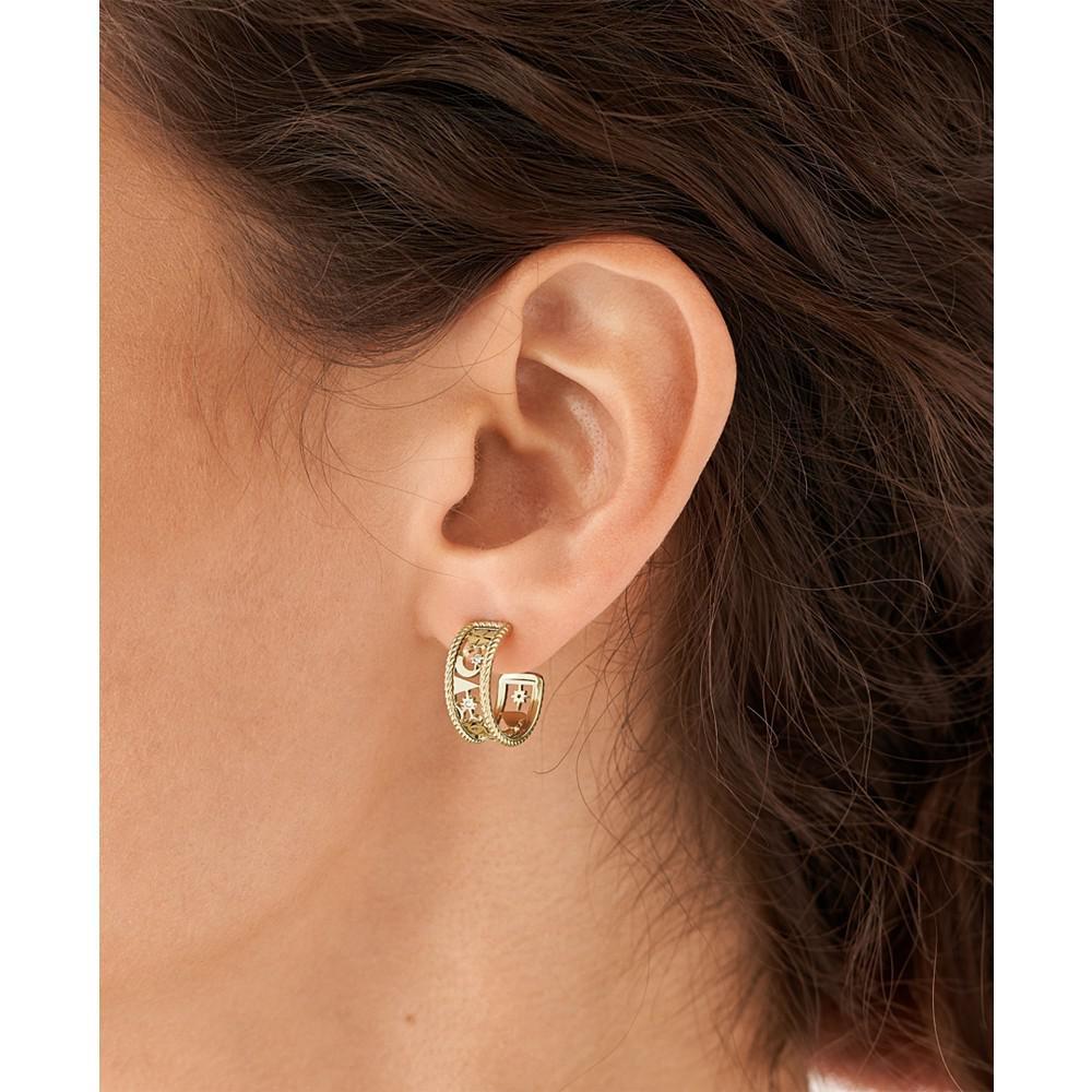 商品Fossil|Sadie Golden Icons Gold-tone Stainless Steel Hoop Earrings,价格¥407,第5张图片详细描述