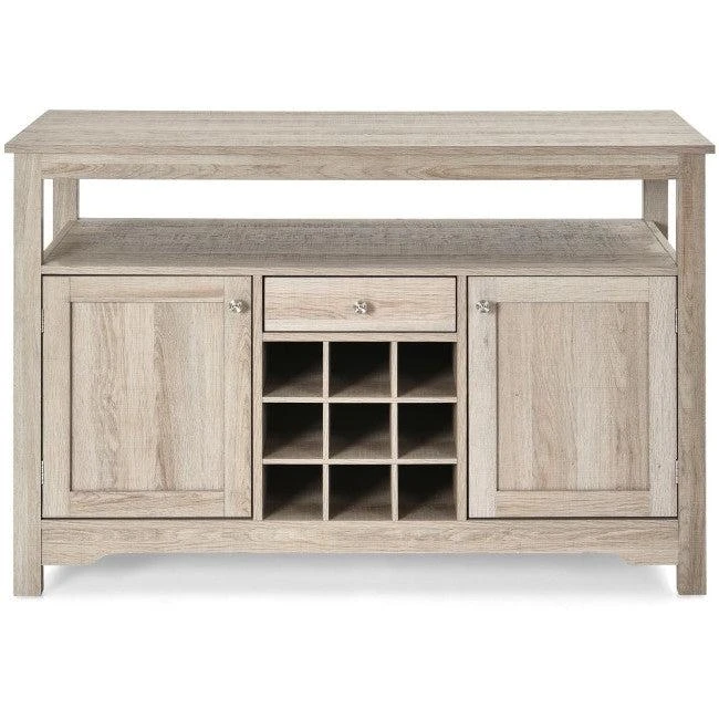 商品Hivvago|Gray Oak Buffet Server 9 Bottle Wine Cabinet Console,价格¥2677,第1张图片