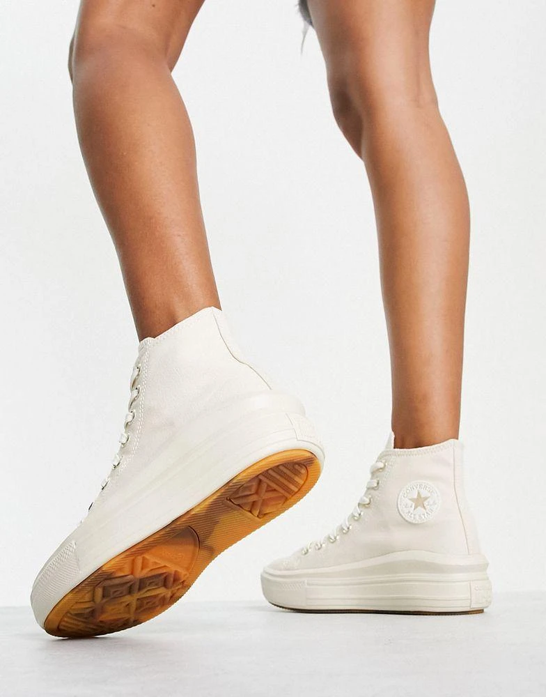 商品Converse|Converse Chuck Taylor Move Hi gold detail trainers in white,价格¥492,第3张图片详细描述