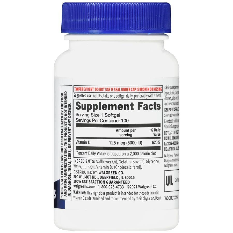 商品Walgreens|Vitamin D3 125 mcg Softgels (100 days),价格¥101,第4张图片详细描述