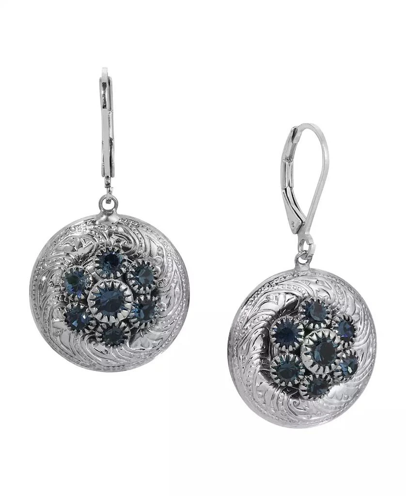 商品2028|Silver-Tone Crystal Round Drop Earrings,价格¥228,第1张图片