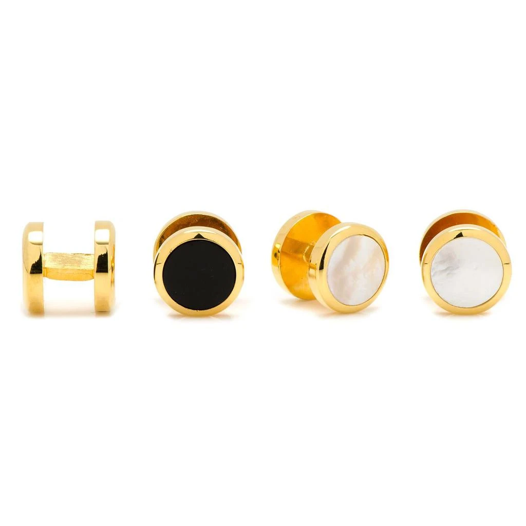 商品Cufflinks Inc.|Double Sided Gold Onyx and Mother of Pearl Round Studs,价格¥529,第1张图片