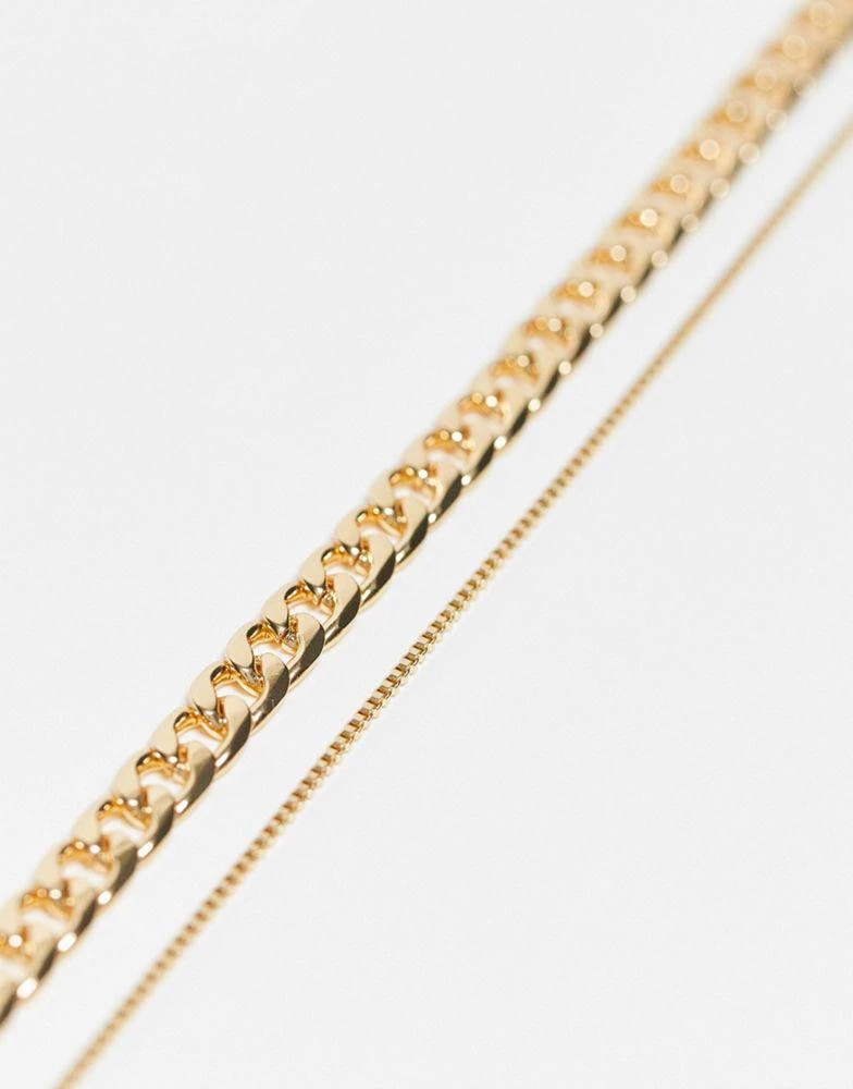 商品ASOS|ASOS DESIGN pack of 2 necklace with black pendant in gold tone,价格¥80,第3张图片详细描述