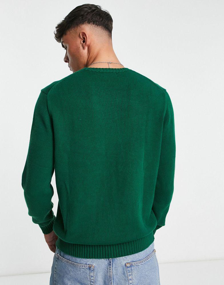 商品Ralph Lauren|Polo Ralph Lauren icon logo heavyweight cotton knit jumper in dark green,价格¥1263,第4张图片详细描述