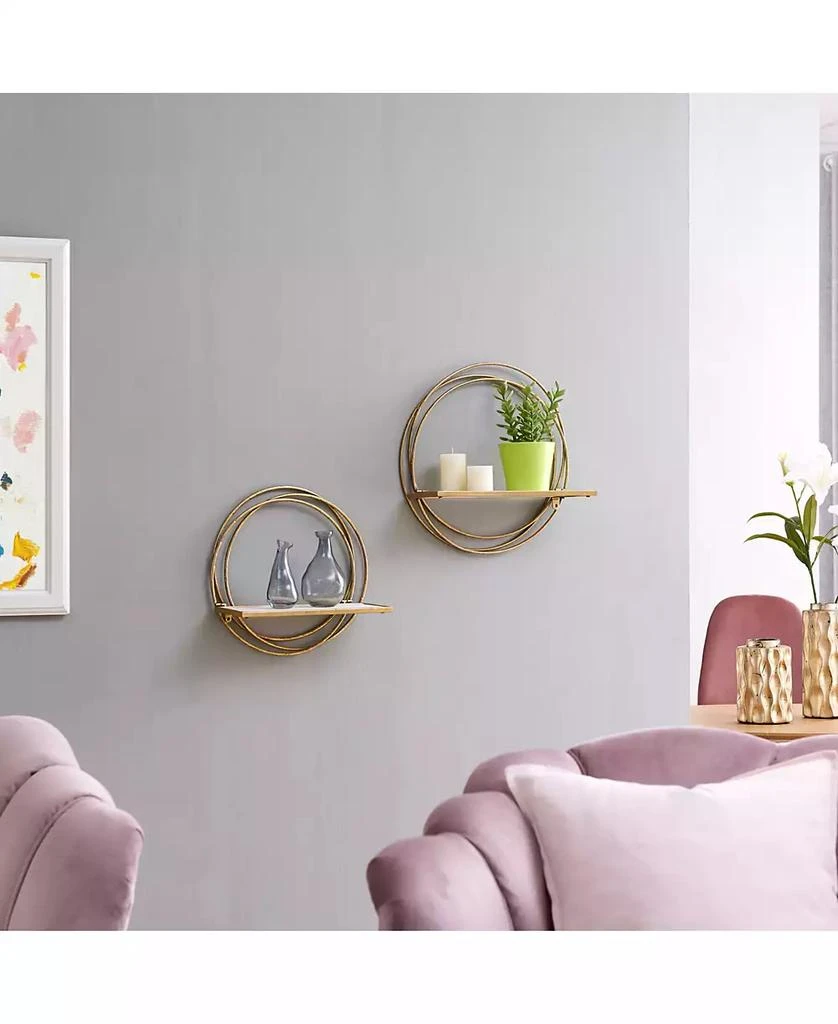 商品Danya B|Golden-Tone Rings Floating Wall Shelves, Set of 2,价格¥337,第3张图片详细描述