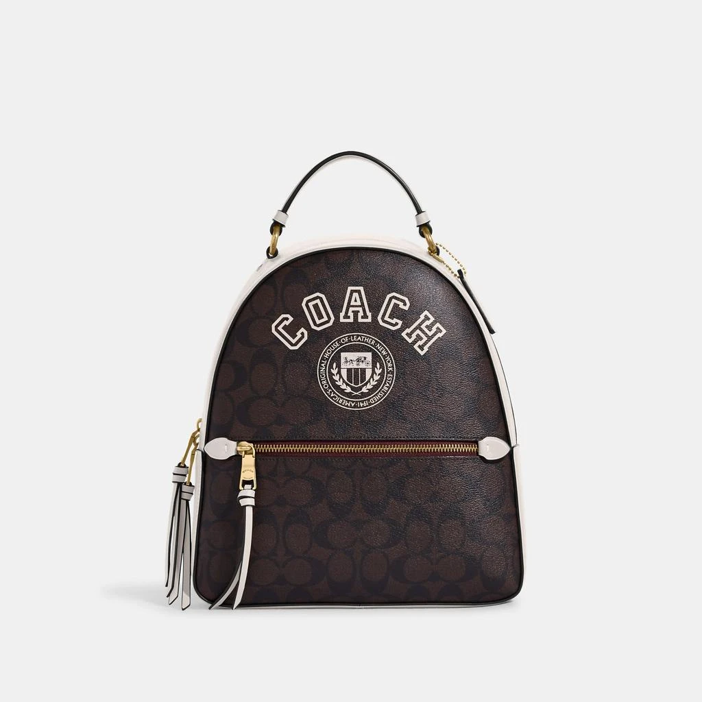 商品Coach|Coach Outlet Jordyn Backpack In Signature Canvas With Varsity Motif,价格¥1567,第4张图片详细描述