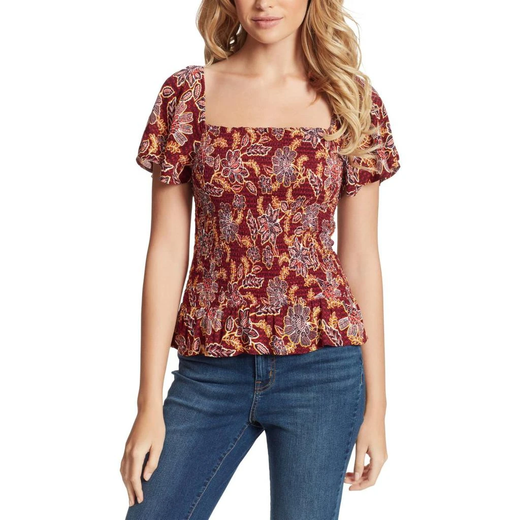 商品Jessica Simpson|Jessica Simpson Womens Printed Smocked Blouse,价格¥101,第1张图片