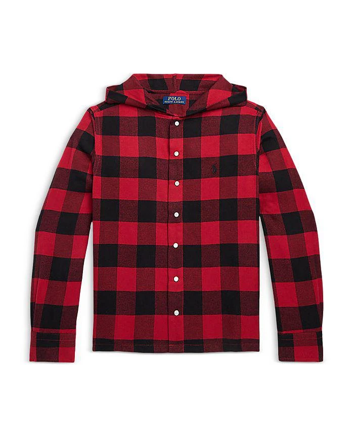 商品Ralph Lauren|Boys' Buffalo Check Twill Hooded Shirt - Little Kid, Big Kid,价格¥215,第1张图片